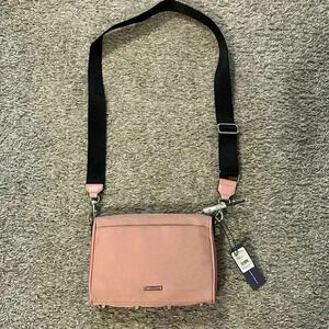NWT Rebecca Minkoff Mini 5 Zip Nylon Crossbody in Vintage Pink MSRP $175